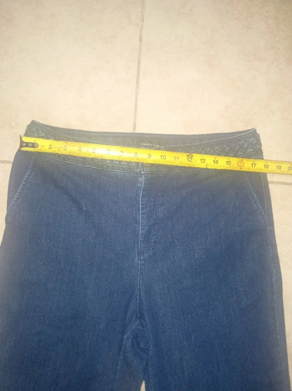 Charter Club Braided-Waist Wide-Leg Jeans in Deep Blue